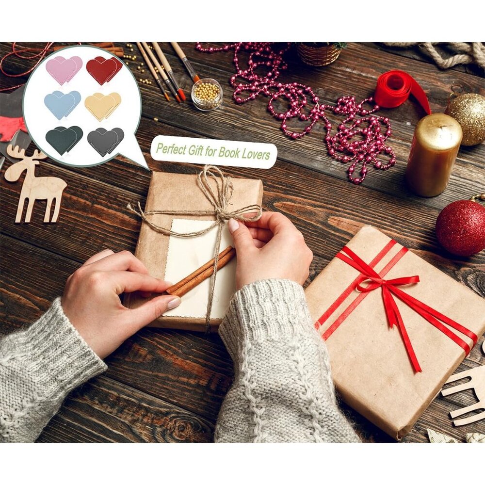 12 PCS Leather Bookmarks for Women with Heart Shape, Cute Corner Bookmark, Book - Picture 7 of 7